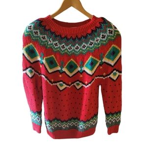 Complements Vintage Fair Isle Bold Color Ski Sweater Large 80's Made in Korea